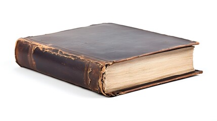 Obraz premium Antique Leather Bound Book Old Closed Tattered Pages Historical Literature Cover