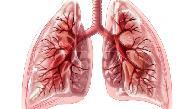 Human lung isolated on transparent background.