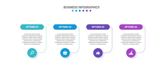 Horizontal progress bar featuring 4 arrow-shaped elements, symbolizing the four stages of business strategy and progression. Clean timeline infographic design template. Vector for presentation