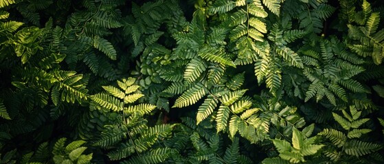 Fototapeta premium Lush Green Fern Fronds in Sunlight