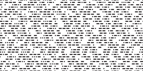 Seamless pattern with Morse code letters. Abstract bw bg with specific signs. Squares and rectangles or dashed lines in simple geometry background. Geometric vector texture