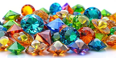 A Close-Up of Sparkling Gemstones, Composed of Various Cuts and Colors, Capturing the Brilliance and Diversity of Nature's Treasures, Gemstones, Jewels, Precious, Diamonds