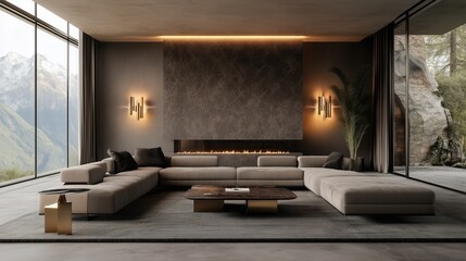 Fototapeta premium large living room boasting a modern wall lamp