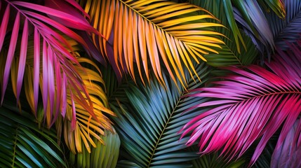 Obraz premium photo of colorful palm tree leaves