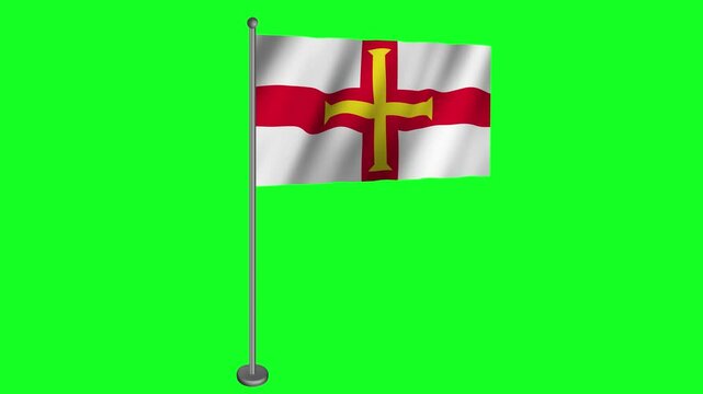 Bailiwick of Guernsey Flag footage video waving in wind on Green Screen