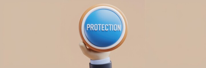 Hand holding a shield representing protection concept