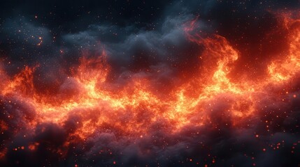 Fototapeta premium dramatic black background with red smoke tendrils and fire sparks dynamic swirling patterns contrast of darkness and glowing embers mysterious intense atmosphere