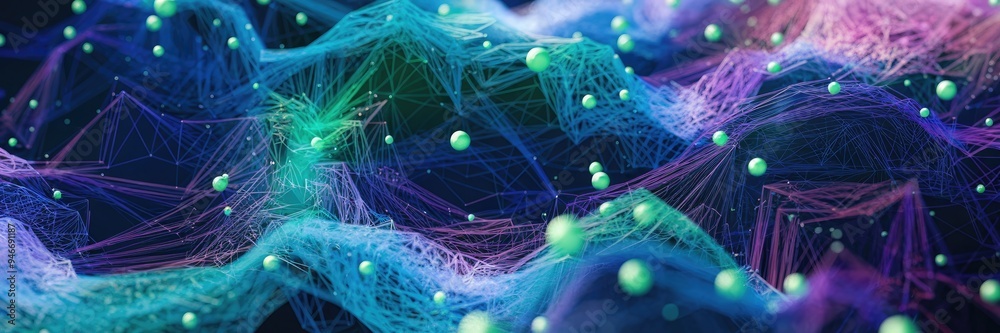 Poster abstract mesh background with technological particle elements