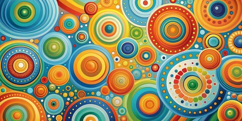 Naklejka premium Abstract Colorful Circle Pattern, Digital Art, Circles, Geometric, Abstract Art