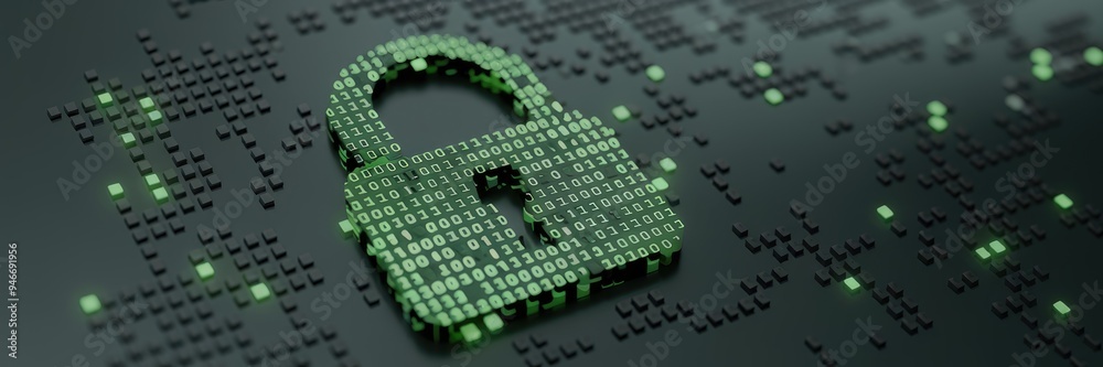 Poster green binary code background - abstract digital security concept and technology illustration