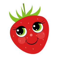 Fototapeta premium Juicy, ripe strawberries with green eyes on a white background