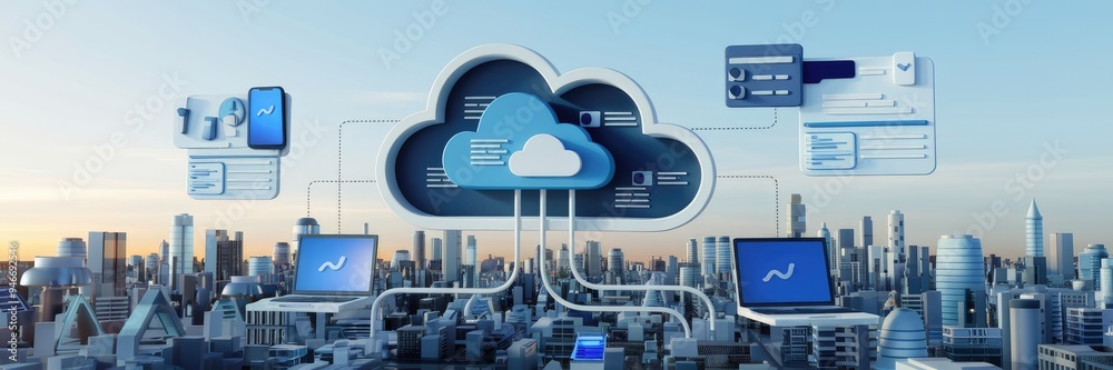 Poster seamless cloud data synchronization updates information across various devices in real-time or at sc