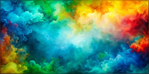Fototapeta premium Abstract Watercolor Cloudscape with Vibrant Colors, Digital Art, Watercolor, Clouds , abstract art , digital painting