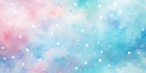 Obraz premium Abstract Watercolor Sky with White Dots, Watercolor, Abstract Background, Blue, Pink ,sky, background