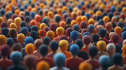 A sea of colorful heads: A captivating image depicting a massive crowd viewed from above, showcasing a vibrant tapestry of diverse individuals. The scene evokes feelings of unity, community.