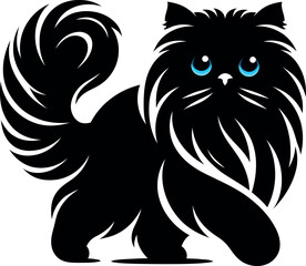 The elegance, simplicity, graceful design of the Persian cat silhouettes and icons
