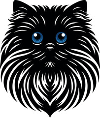The elegance, simplicity, graceful design of the Persian cat silhouettes and icons
