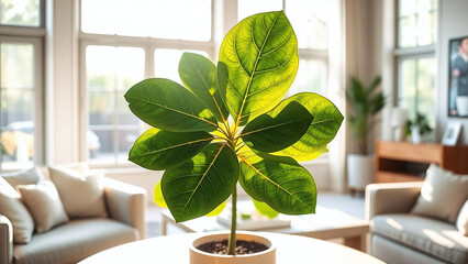 Fiddle Leaf Fig on a Living Room	