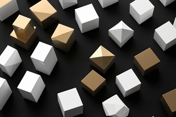 Elegant Geometric Cubes on a Black Background in Three-Dimensional Style