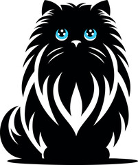 The elegance, simplicity, graceful design of the Persian cat silhouettes and icons
