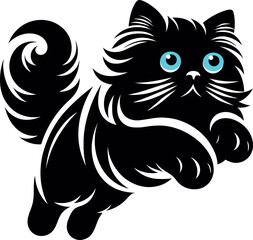 The elegance, simplicity, graceful design of the Persian cat silhouettes and icons
