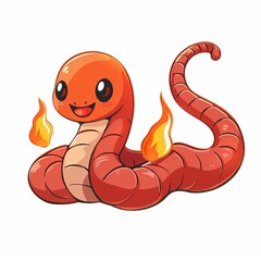 Fototapeta premium Earthworm flame animal cartoon isolated whitebackground 16:9