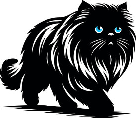 The elegance, simplicity, graceful design of the Persian cat silhouettes and icons

