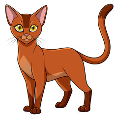 Abyssinian cat vector illustration isolated on white background in cartoon style.