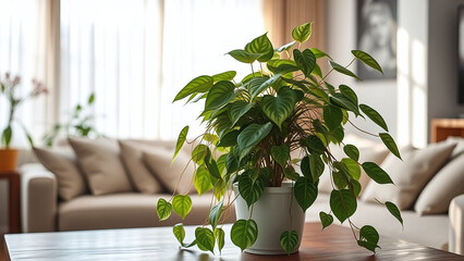 Pothos on a Living Room Table	