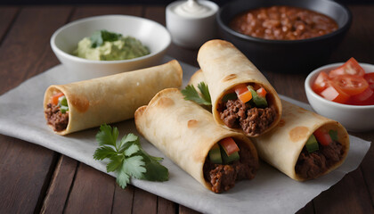 beef taquitos on a wooden table