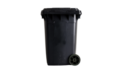 Container trash black bin isolated on white background