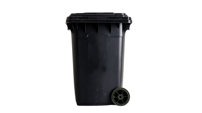 Container trash black bin isolated on white background