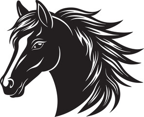 A horse head silhouette vector on white background