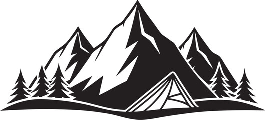 Obraz premium Black mountain vector icon on white background