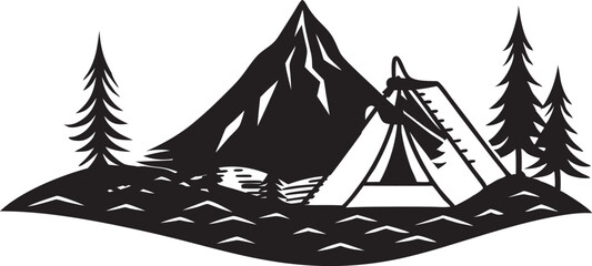 Black mountain vector icon on white background