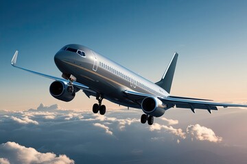 Obraz premium High Altitude Classic Gray Commercial Jet Engineering and Technology in Modern Air Travel