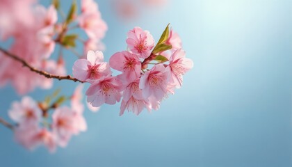 Obraz premium Cherry blossoms against a bright sky