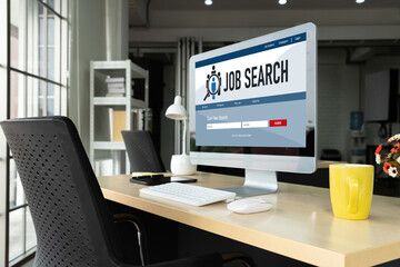 Online job search on modish website for worker to search for job opportunities on the recruitment internet network