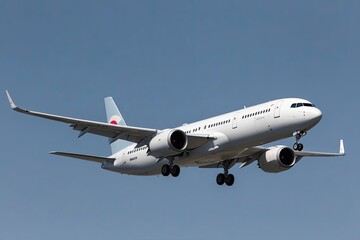 Obraz premium White Commercial Airplane in Flight Side View on Clear Background