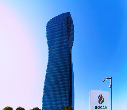 Socar Tower. Main office of Socar oil and gas company, Baku, Azerbaijan.