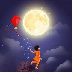 Naklejka premium Happy Sharad Purnima Festival background