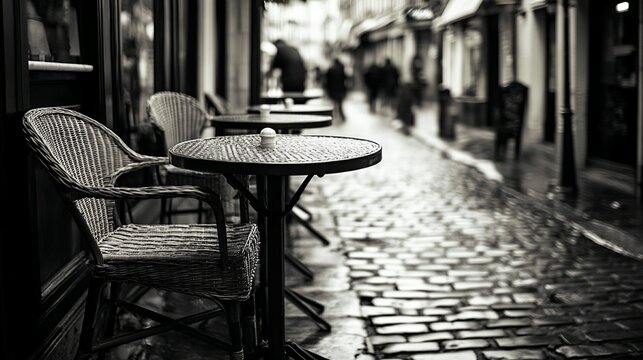 Fototapeta cute vintage terrace of a street cafe on a narrow alley