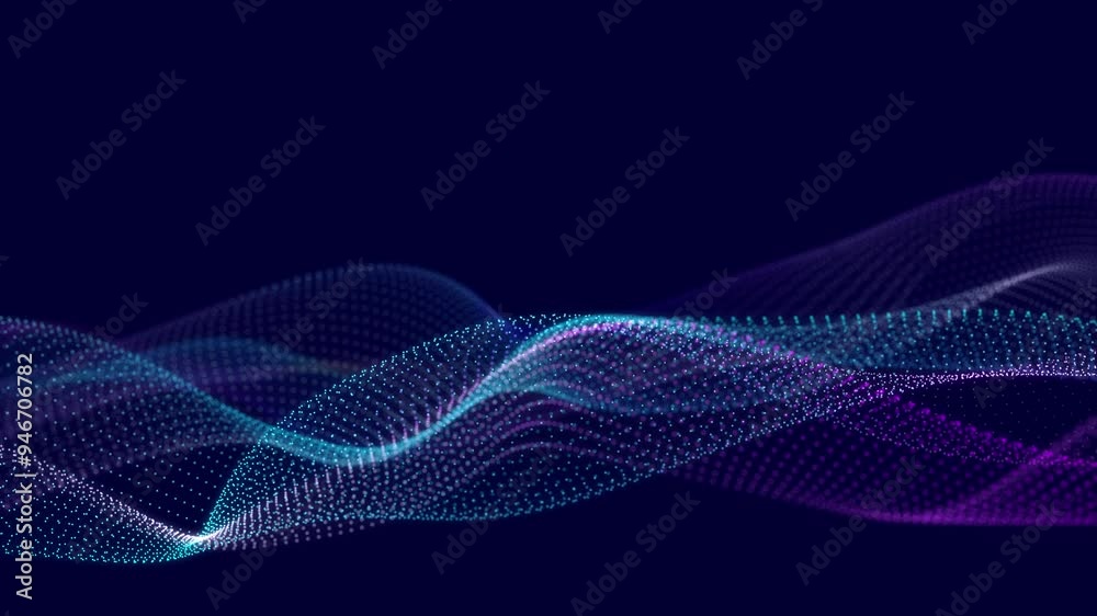 Poster futuristic wave with many dots. abstract motion background of colored dots. technology or science. 3