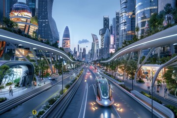 Fototapeta premium A smart city harnesses AI to optimize urban living