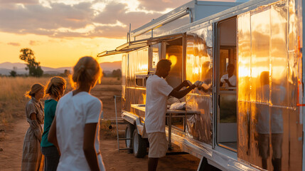 Volunteers constructing a mobile clinic, filled with love, responsibility, and creativity to improve healthcare access. Creation, Responsibility, Love, Healthcare Access