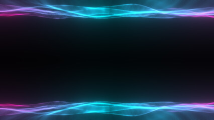 Abstract digital waving 3d particle technology background design. Futuristic moving dots particles, hi-tech and big data visualization for brochures, flyers, magazine, business card, banner. 