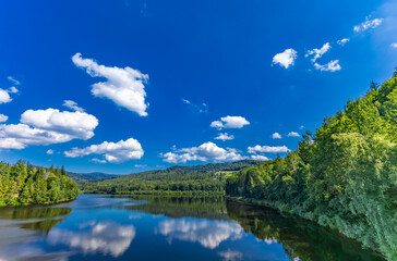 Fototapeta premium View of the lake and the dam on the Vistula Czarne