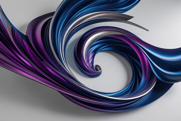 Mesmerizing Circular Abstract Art with Intricate Flowing Patterns and Striking 3D Effects in Deep Blues and Purples against a Clean White Background