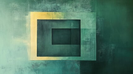 Abstract square on green backdrop