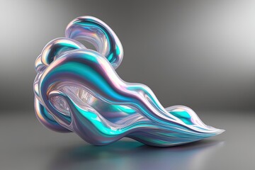 Obraz premium Iridescent 3D Fluid Smoke Visualization with Gradient Background Effects